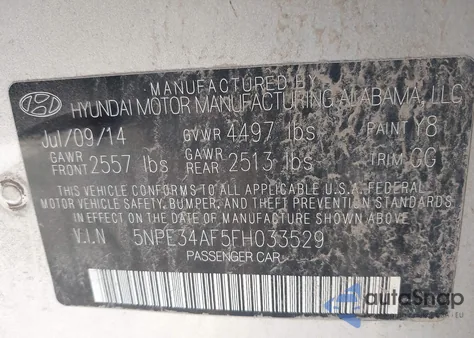 2015 Hyundai Sonata Limited from USA, damaged, VIN 5NPE34AF5FH033529